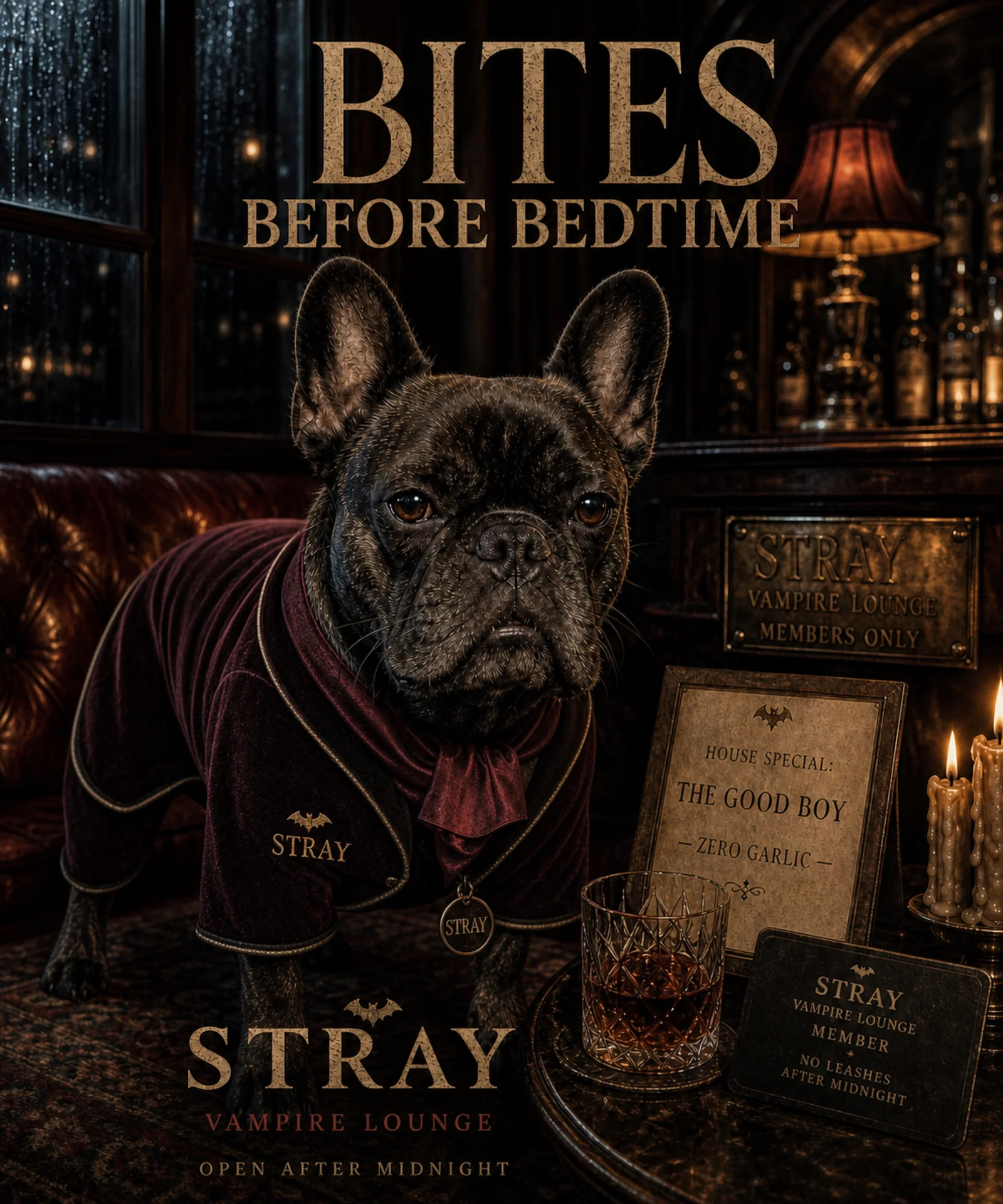 French Bulldog in the Vampire Lounge