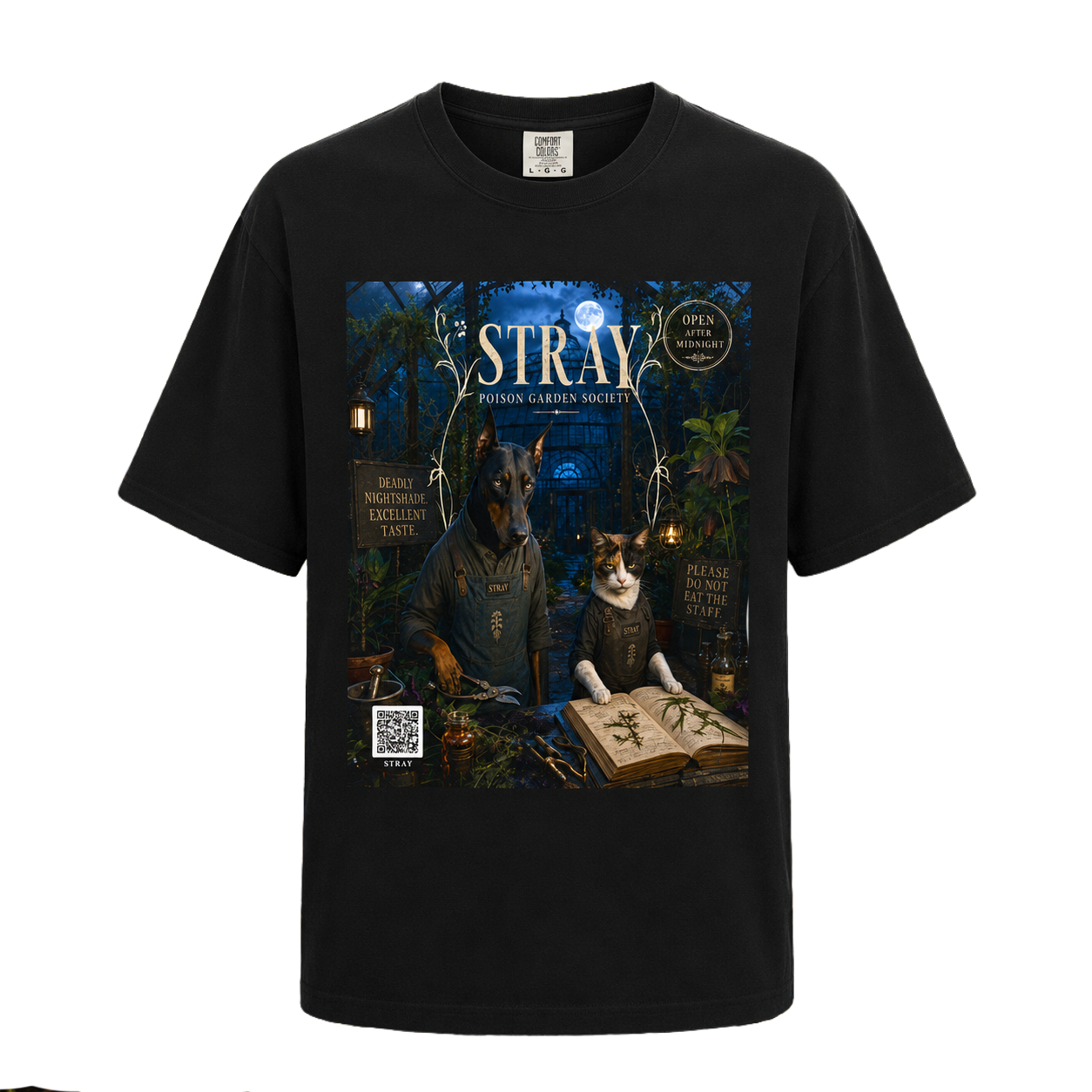 Black STRAY printed T-shirt