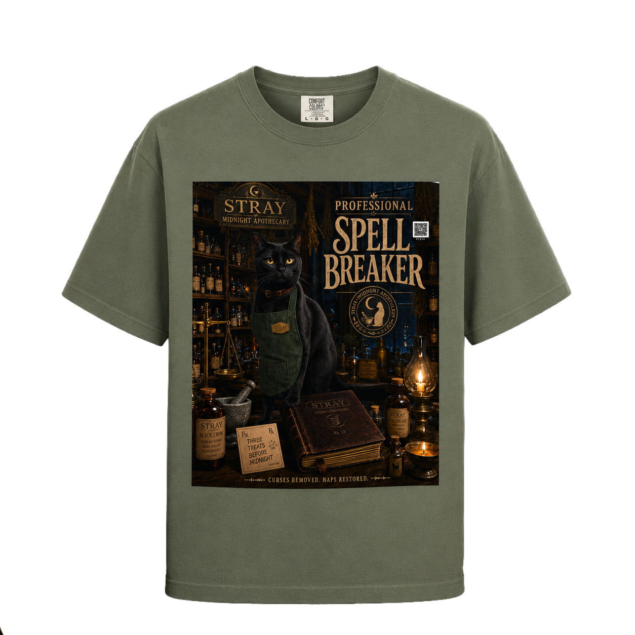 Moss green STRAY printed T-shirt