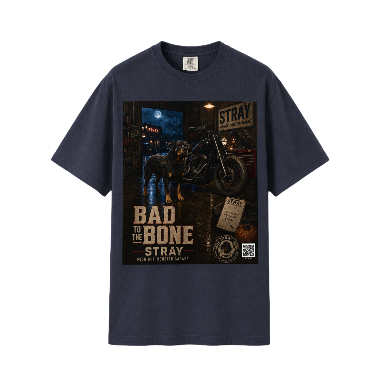 Navy STRAY printed T-shirt