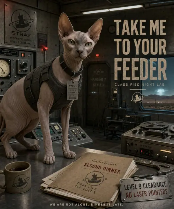Sphynx cat in an alien laboratory